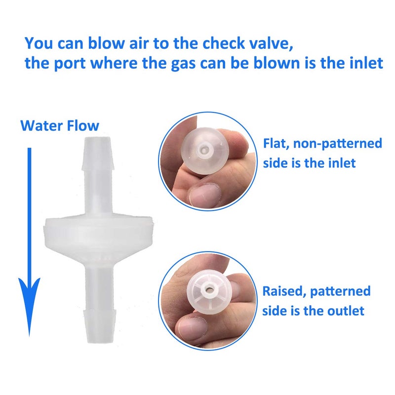 YXCCSE 8 Pcs 1/4" Check Valve, 6mm PVDF One Way Valve Wear-resistant Inline Check Valve for Fuel Gas Water Air - Image 2